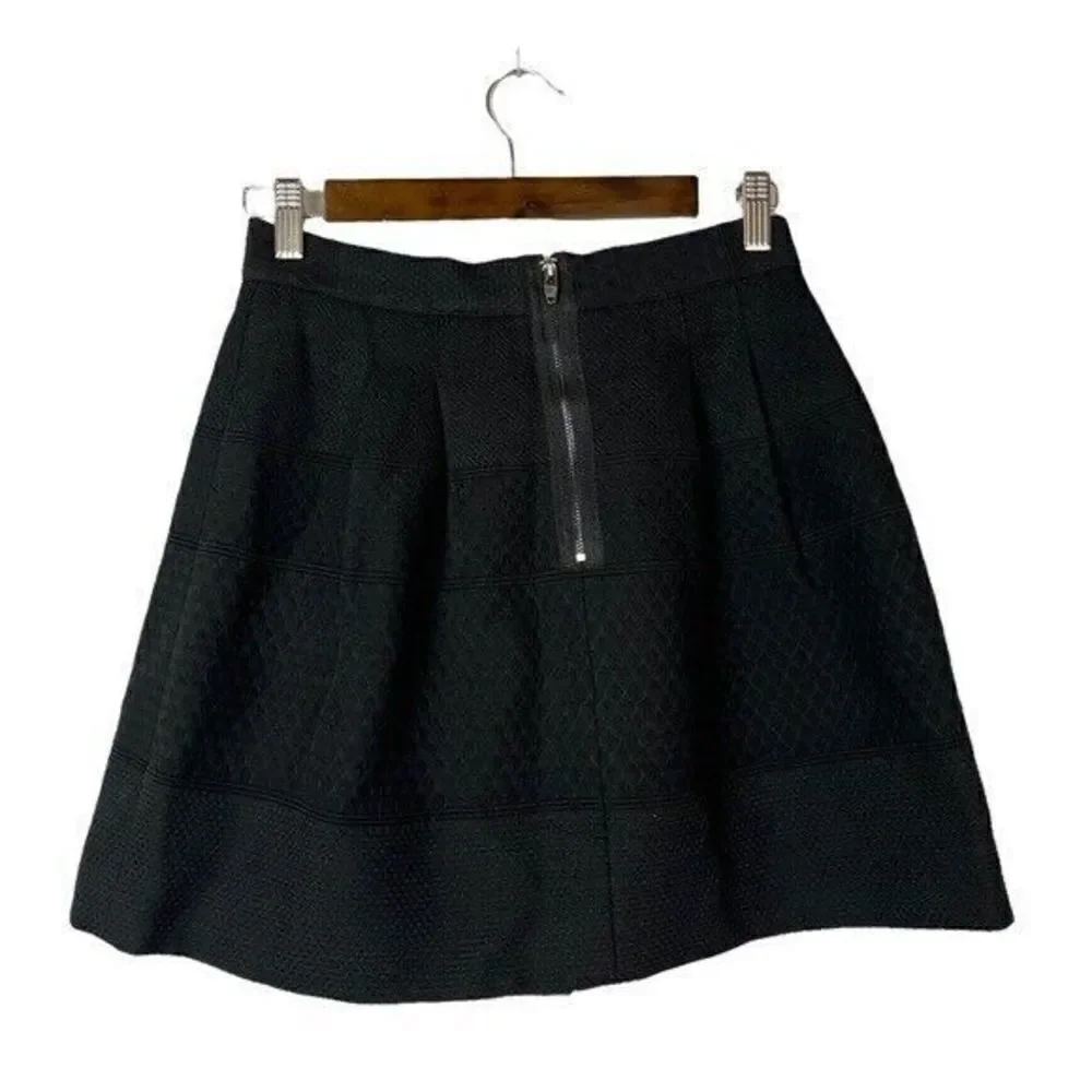 H&M Black Textured Pleated A-Line Mini Skirt 6